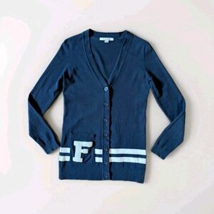 Vintage Y2K Womens Varsity Knit Cardigan Letterman Medium Patch Preppy Academia
